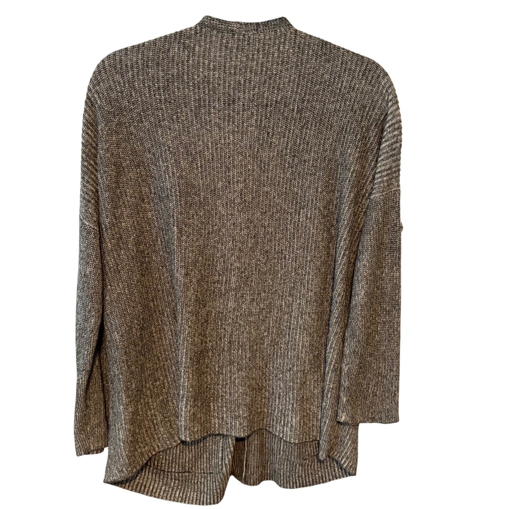 Eileen Fisher Women's Black and Cream Grandpa Cardigan Sweater in Size L - Picture 2 of 11